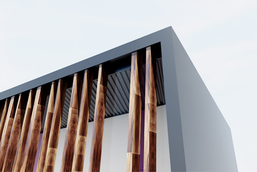Centro Salud Mungia - Concurso - ASGA Arquitectos Bilbao - Detalle de la fachada de madera