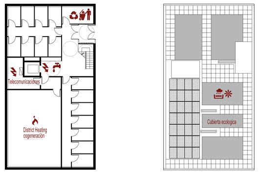 45 VPO Uretamendi Rekalde - Concurso - ASGA Arquitectos Bilbao - Planta baja y cubierta